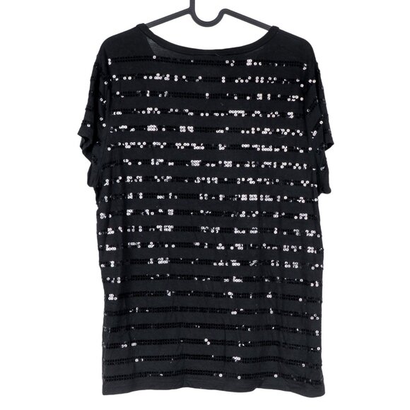 Ann Taylor Sequin Shirt XL Womens Short Sleeve Shimmery Stretch Rayon Party - Picture 5 of 5